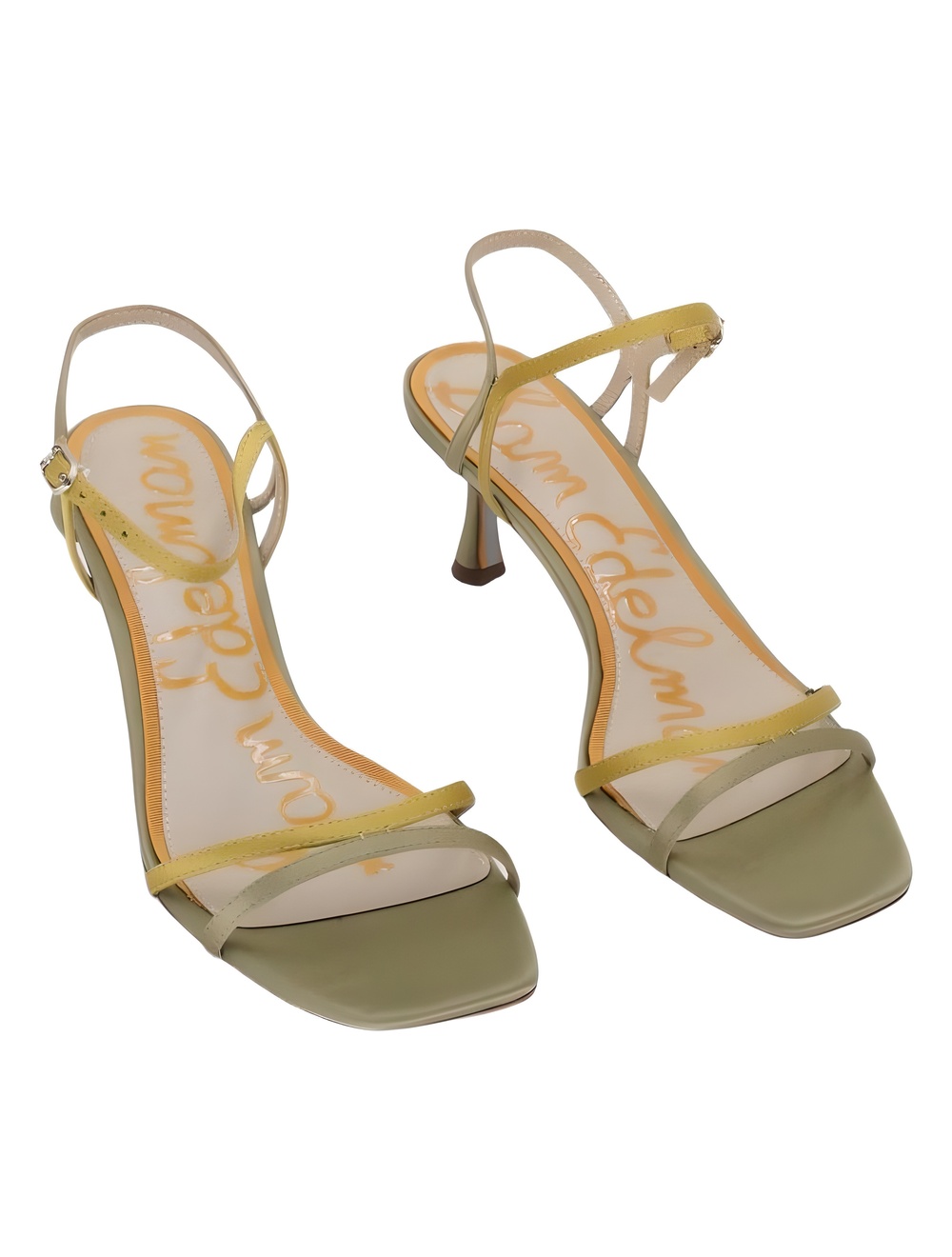 Sam Edelman Presley Strappy Heeled Sandal Olive Satin Size 7.5